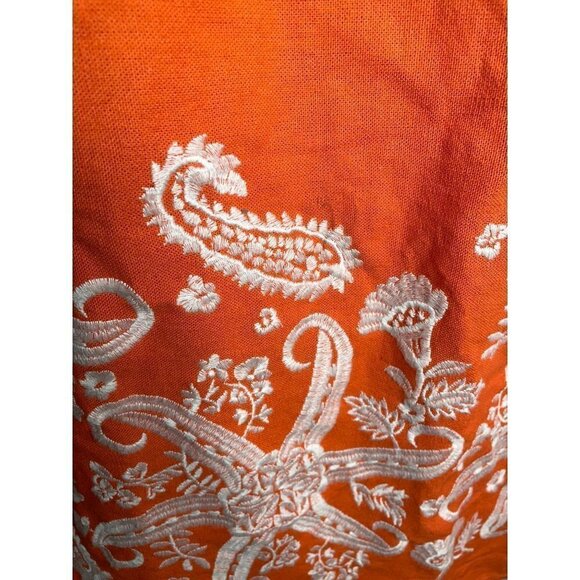 Maeve Orange Starfish Embroidered Linen Tunic Mini Dress Lined US 24W EU 58 Plus - Picture 5 of 6